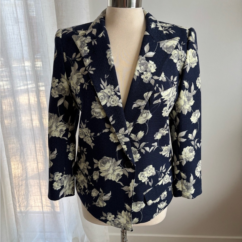 SMYTHE Navy Floral Blazer